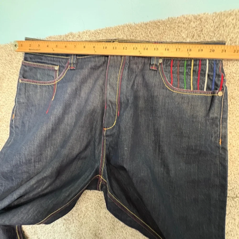 Coogi Jeans Mens Size 40 Embroidered Multi Color Pockets Denim Streetwear Pants